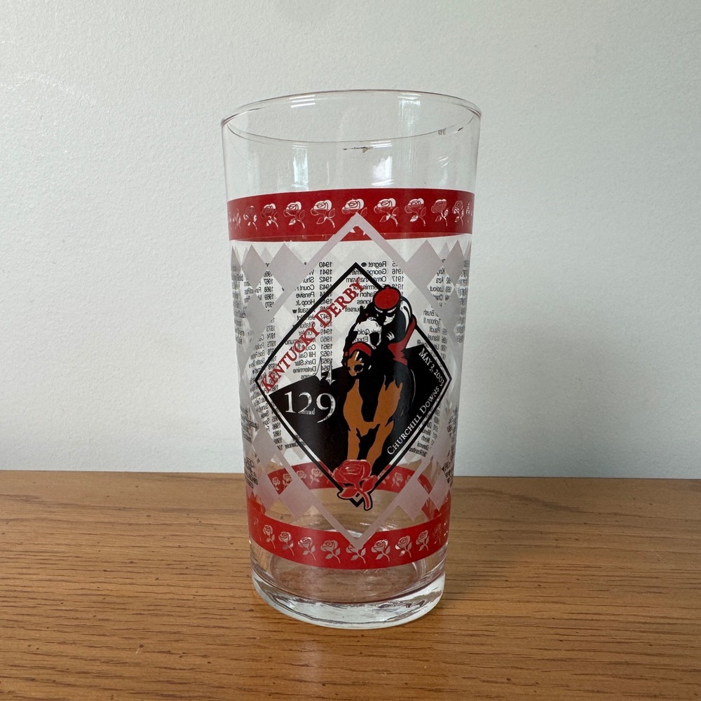 Kentucky Derby 129 Churchill Downs 2003 Mint‎ Julep Glass Winners List Red Rose